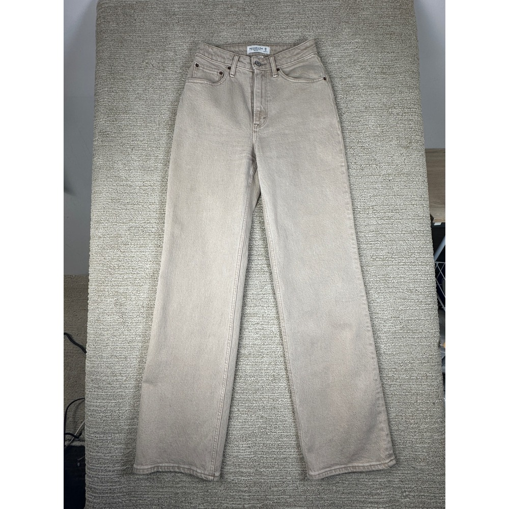 Abercrombie & Fitch Curve Love The 90s Relaxed Jean High Rise Tan Khaki 25 L